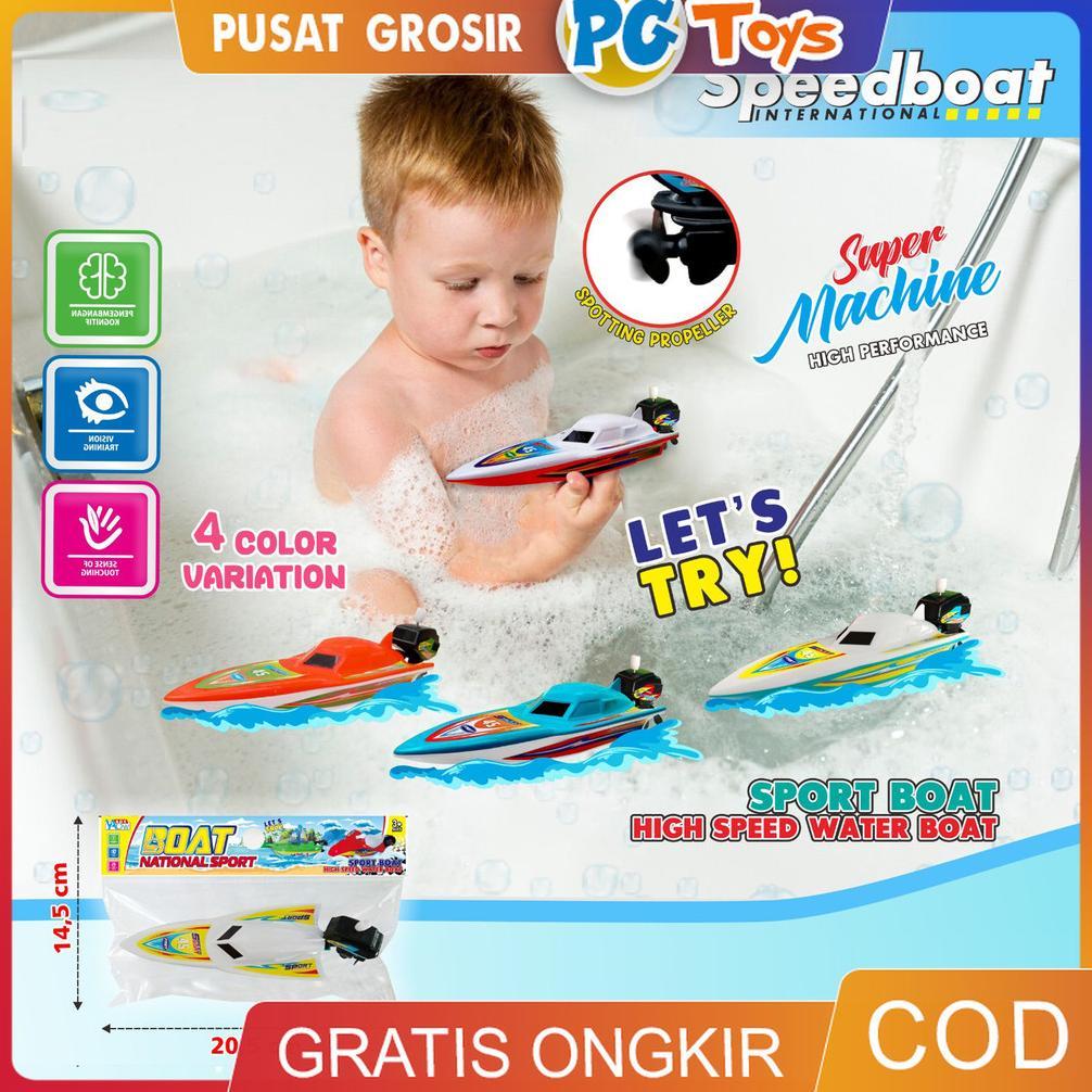 Mainan Air Speed Boat Water Sport Anak Perahu Kapal Baling baling Tenaga Putar Tidak Perlu Baterai