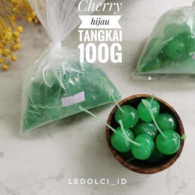 Disc- Cherry Hijau Tangkai Ceri Hijau Tangkai Maraschino 100 Gram (Hijau)