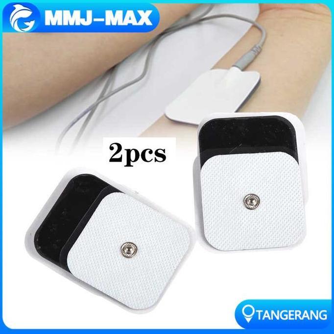 LEONHART 2pcs/set Pad Tens Elektroda 5x5cm Kancing Electrode Pads Untuk Beurer EM EMS Bahan Premium 