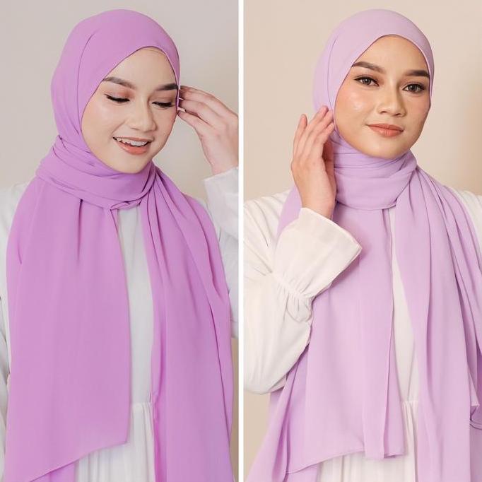 SOFT LILAC / LILAC Pashmina Ceruty Babydoll Premium ( Hijab Warna Lilac / Hijab Warna Soft Lilac )
