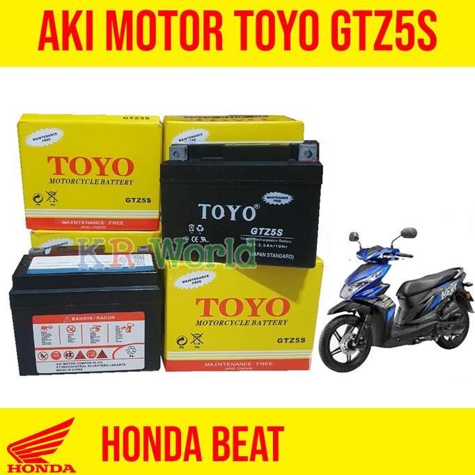Aki Motor Honda Beat Merek Toyo Gtz5S 100% Original Diskon