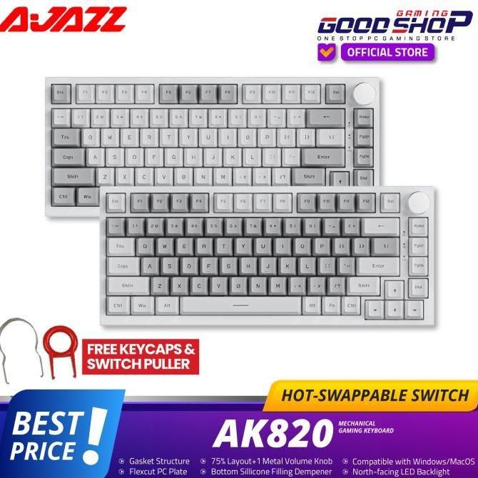 AJAZZ AK820 DUAL TONE 75% KEYBOARD HOTSWAP WITH GASKET MOUNT FORSALE