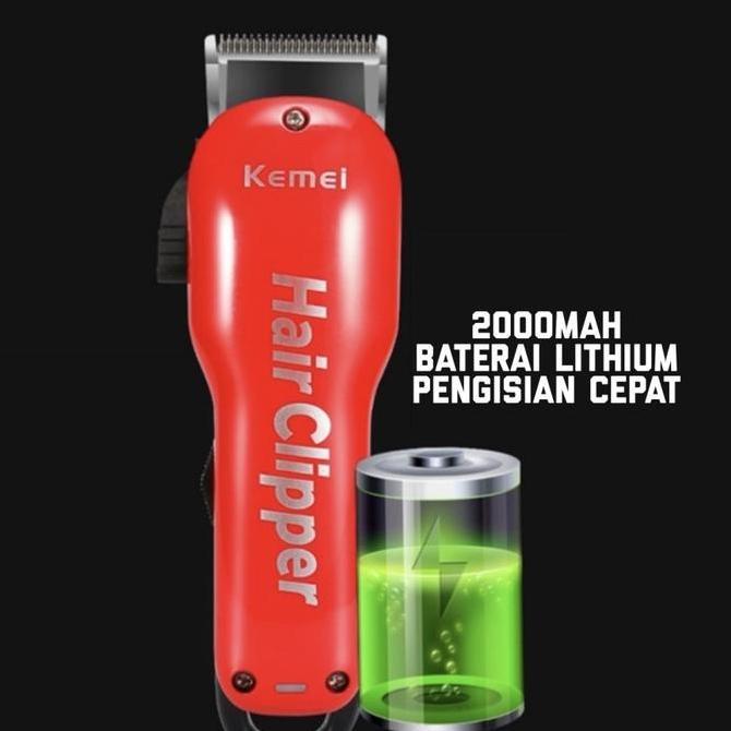 Kemei 707Z Alat Cukur Listrik Kemei 707Z Merah Tanpa Kabel Km-707Z Rechargeable Hair Clipper Mesin R