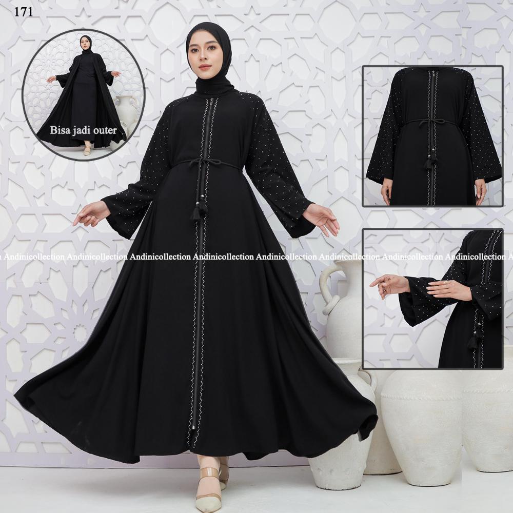 SUPER DEAL ABAYA JETBLACK HITAM PEKAT JETBLACK PREMIUM FULL SLETING GAMIS OUTER SYARI MUSLIMAH REMAJ