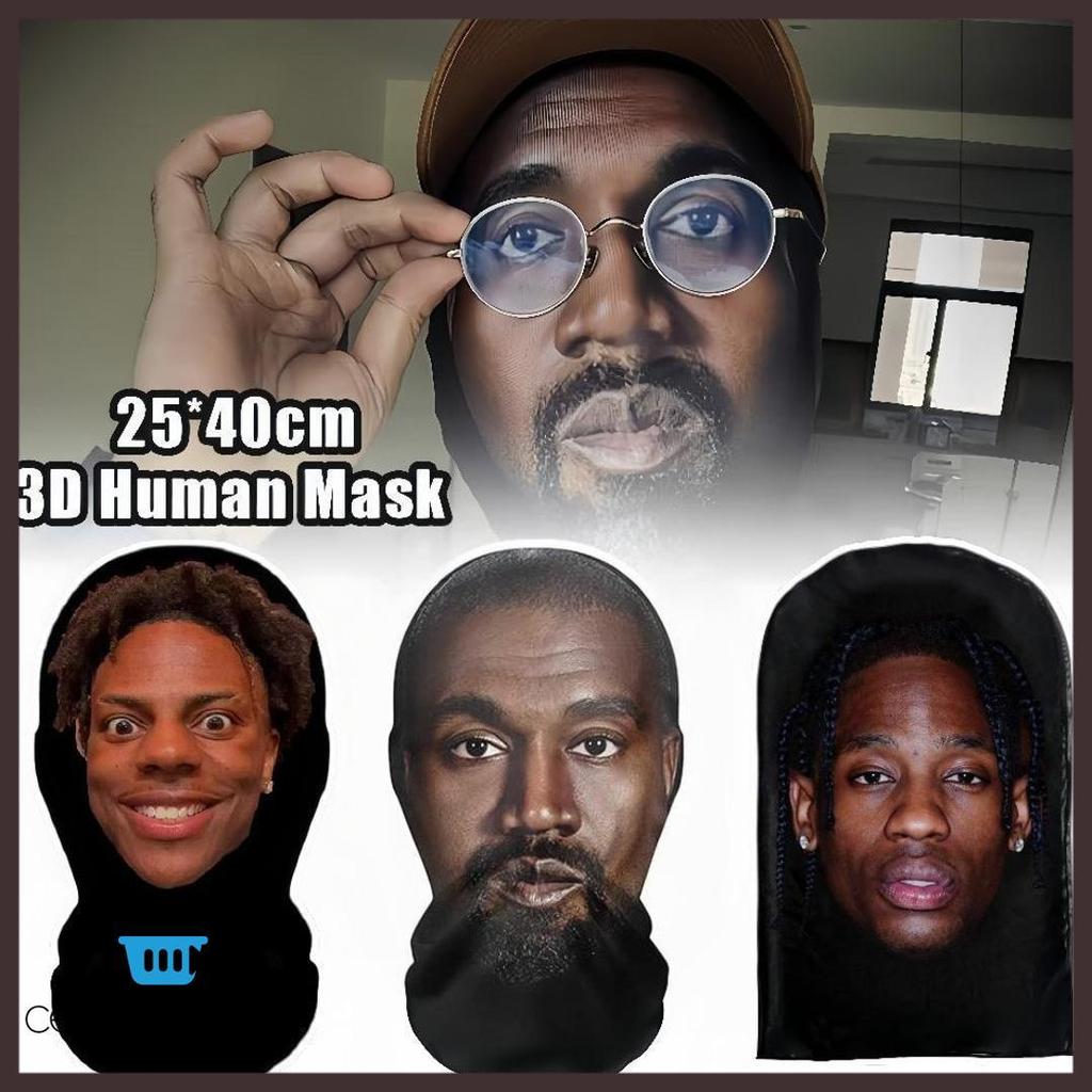 Berkualitas Mainan Motor Topeng 3D Printing/Topeng Wajah Travis Scott Kanye Ishowspeed Bahlil Lahada