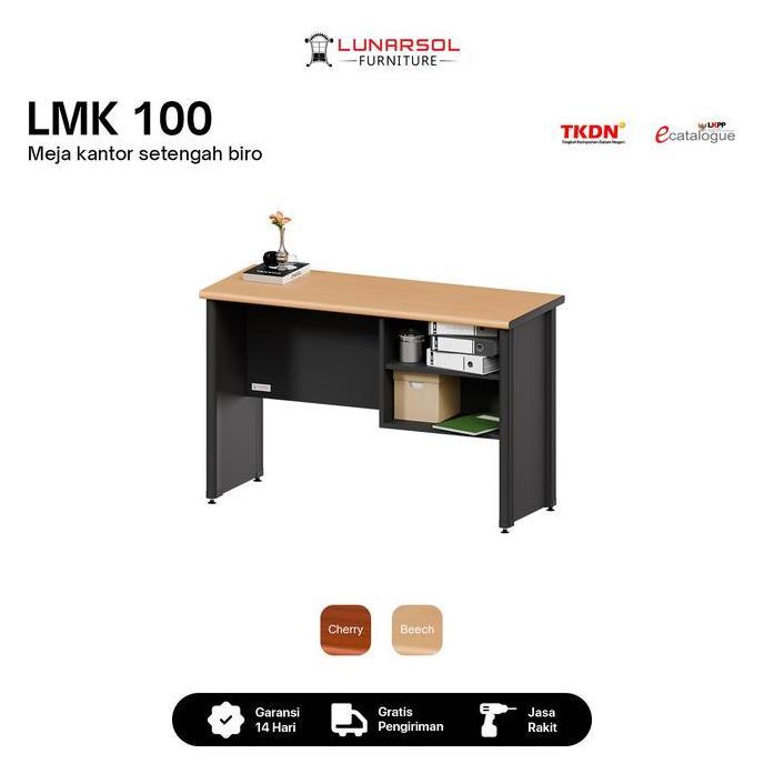 GRATIS ONGKIR - LUNARSOL LMK 100 Meja Kantor Samping | Meja Biro | 1/2 Biro