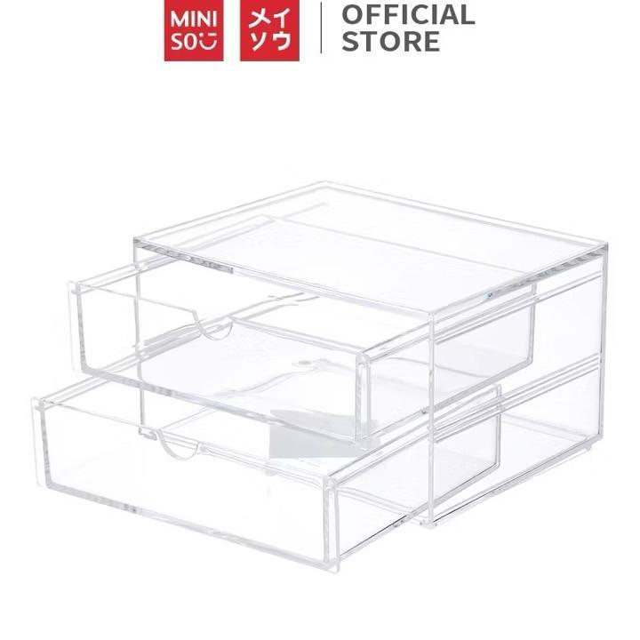 Rak Make Up Miniso Makeup Organizer Transparan Rak Akrilik Dua Laci