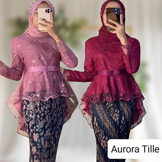 Set Kebaya Brokat Modern Aurora Tille Rekomendasi Baju Kondangan Wanita Dewasa Atasan