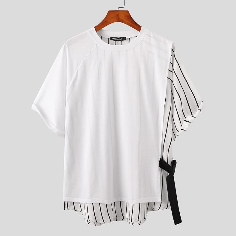 HOT PRODUCT Kaos pria 2in1 Fashion korea ootd outfit korea look men Tshirt Salur Garis