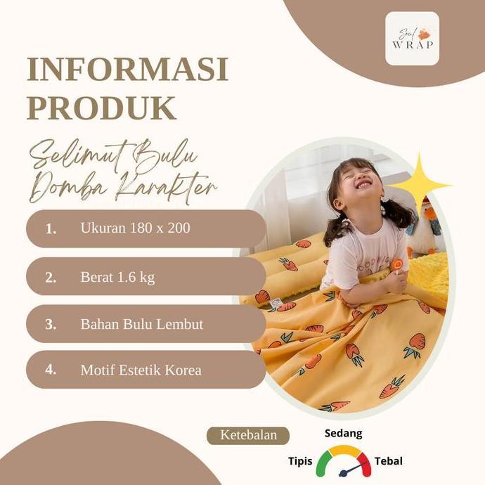 HEMAT BANGET - [SELIMUT BULU KARAKTER] - SELIMUT BULU DOMBA KARAKTER 180 X 200 selimut  bulu