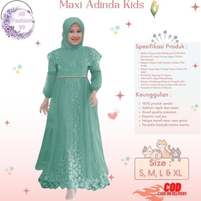Alf-Pakaian Muslim Anak Perempuan Dan Remaja Abg Terbaru Kekinian Viral/Maxi Adinda Kids 3-14 Tahun 