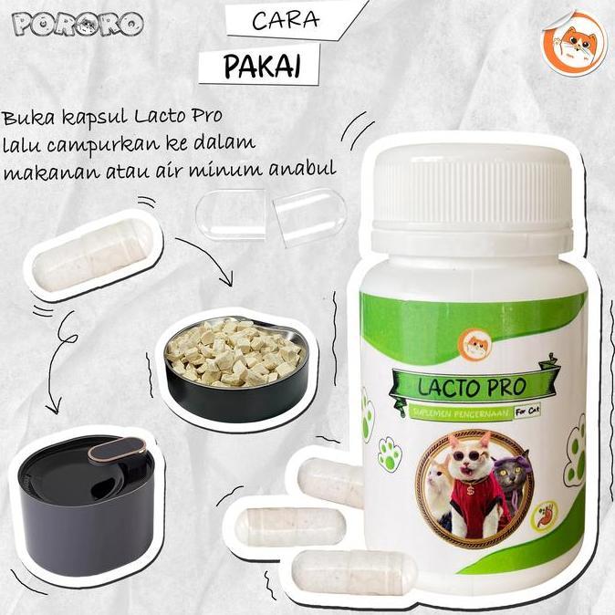 Meong- New- Pororo Vitamin Suplemen Pencernaan Kucing Lacto Pro 50 Capsules