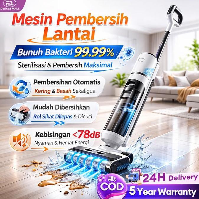 Bisaaja- Tixx Mesin Pembersih Lantai 5000Pa Cordless Penghisap Debu Sterilisasi Vacuum Cleaner Pembe
