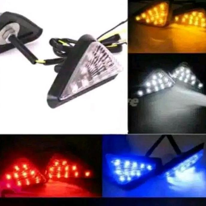 Sen Tempel Lampu Sen Led Segitiga Universal R15/Cbr150R/Gsx/Ninja/R25 & Motor