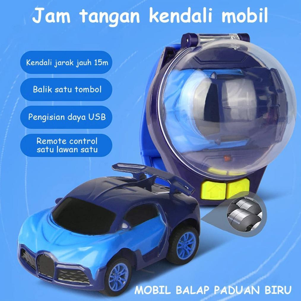 Mainan Anak Mobil Remote Control Mini Watch Jam USB Rechargable Jam Tangan Mobil Balap Hadiah Mainan