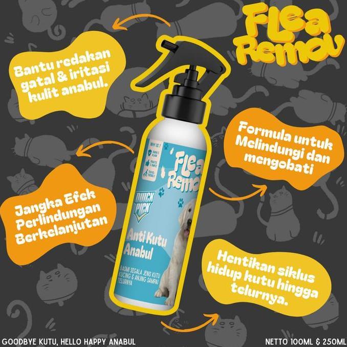 Obat Pembasmi Kutu Kucing Spray Quickpick (Free 250Ml) Flea Remover 100Ml Semprotan Ampuh Anti Telur
