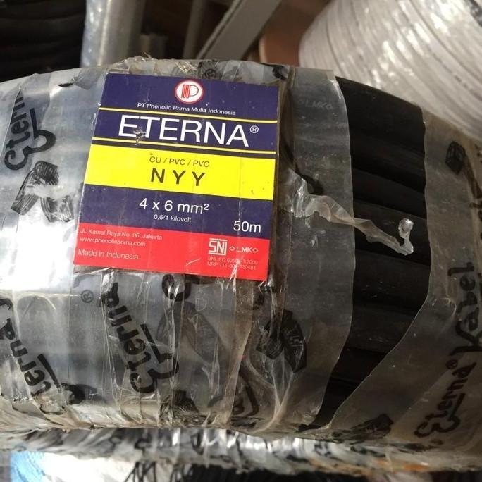 Kabel Listrik Eterna Kawat isi 4x6 mm NYY Hitam Outdoor 50 METER 50M