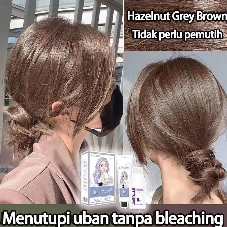 STYLE FIT cat rambut ash brown*200ml pewarna rambut pria dan wanita,semir original hair colour,Tidak