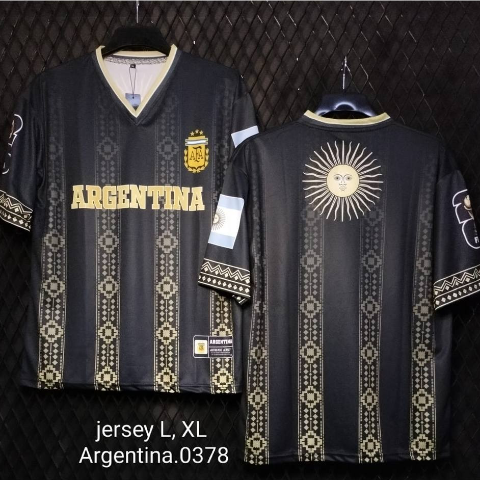 setelan baju bola argentina pria dewasa/ baju bola pria dewasa argentina away hitam dan navy