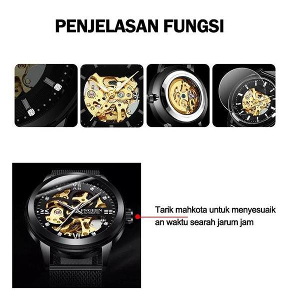 Orologi- Fngeen 6018 Otomatis Jam Tangan Pria Anti Air Luxury Stainless Steel Mekanis Terproof Tches