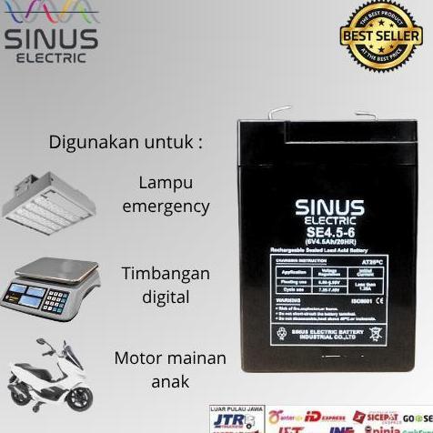 Aki Timbangan Digital 6V 4.5Ah Aki Timbangan Digital Vrla Sinus 4.5-6 Ready