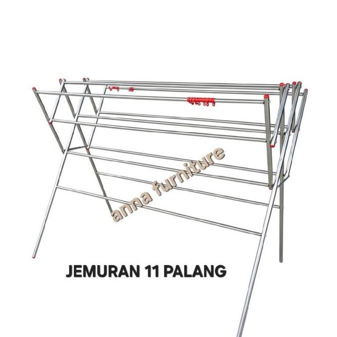 Pilihan- Takashimoerah Jemuran Pipa Stainless Steel 180Cm Palang 9 & 11 Bonus Canteran Hanger Diamet