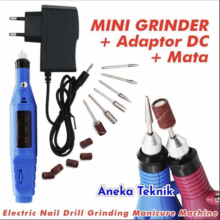 Mesin Mini Grinder Grafir Bor Potong Gerinda Ukir + Adaptor DC + Mata