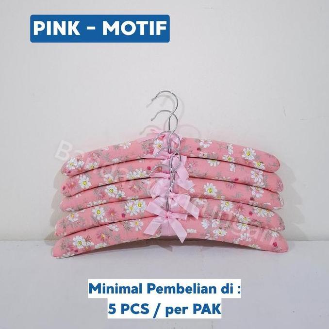 Pilihan- Hanger Motif / Polos Premium Gantungan Baju Busa Satin Hanger Shabby Chic Display Gantungan