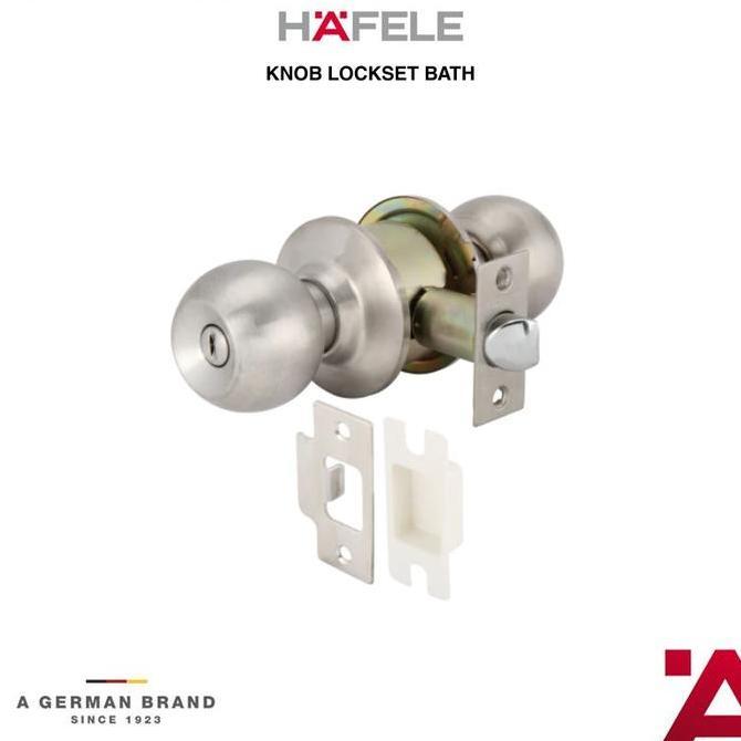 Hafele Gagang Kunci Pintu/Kunci Pintu Kamar Mandi Bulat Stainless Steel - Pegangan Pintu 1 Set Model