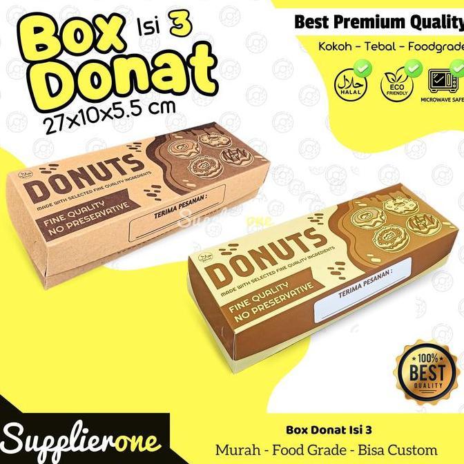 Bebasaja- Box Donat Isi 3 Motif Isi 25/ Dus Donat / Kemasan Donat / Dus Bandeng / Dus Bomboloni / Do