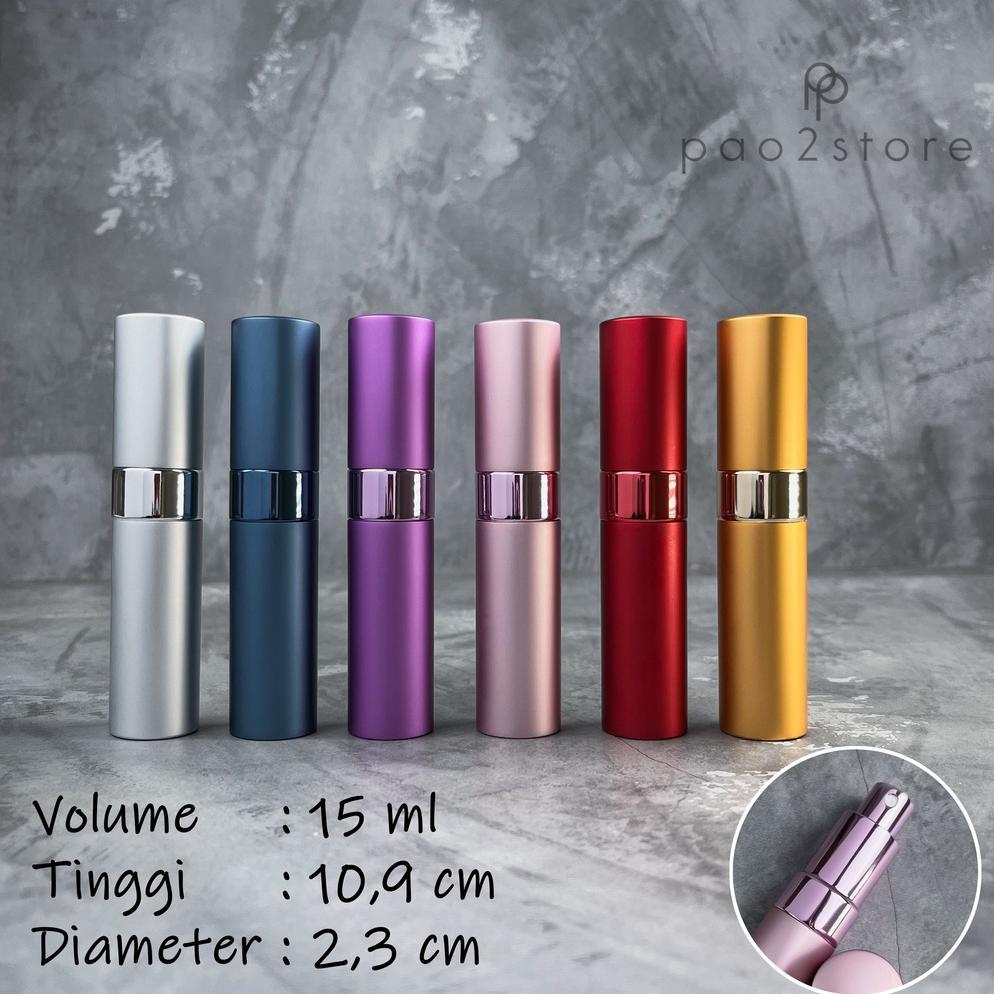 Botol Parfum Travel Size 15ml Mini Spray - Botol Kaca Casing Metal - Decant Isi Ulang Refillable