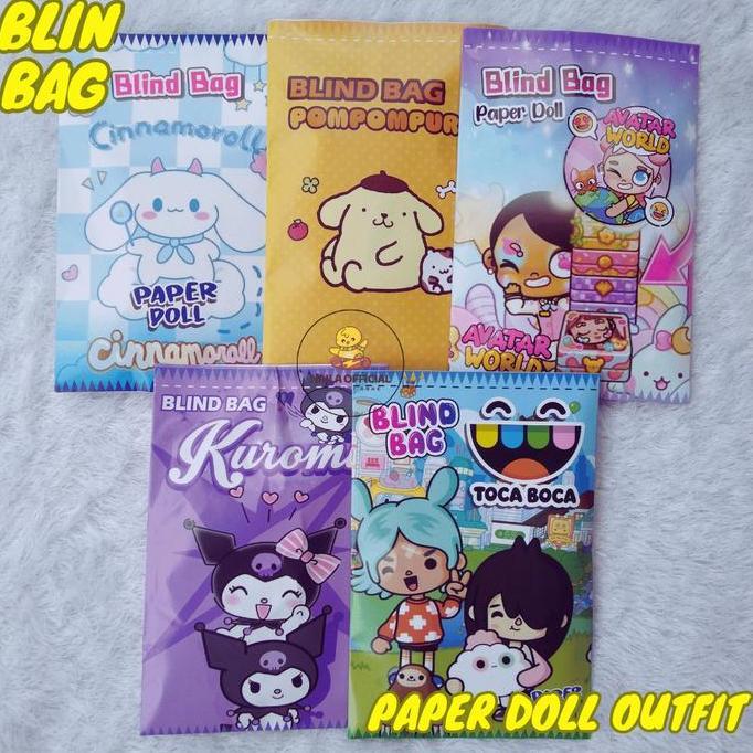Pilihan - Blind Bag Nail Paper Doll Series Labubu Kuromy Cinnamorol Avatar World Toca Boca Melodi Ko