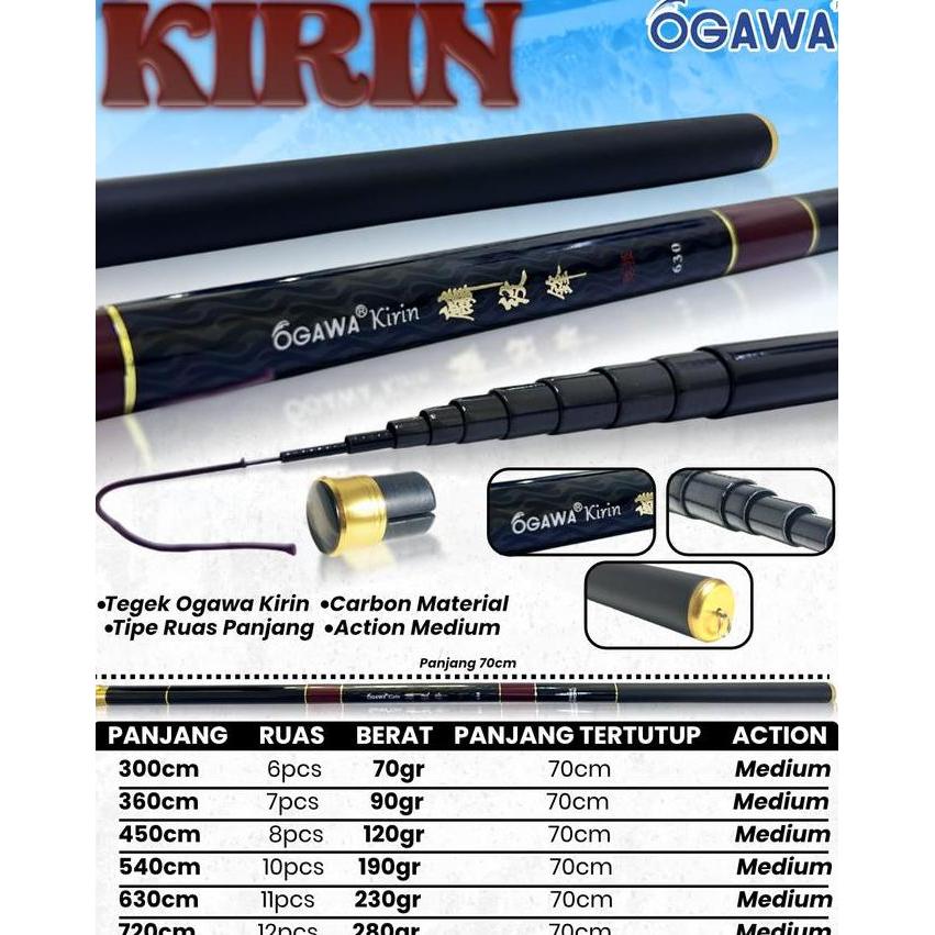 Joran Pancing Tegek Ogawa Kirin 360 450 540 Carbon