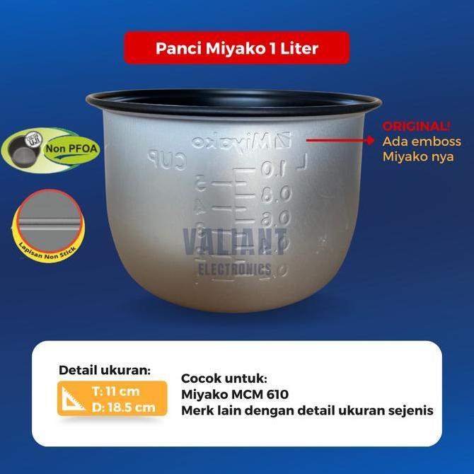 Weshop- Panci Rice Cooker Magic Com Miyako 0,6 1, 1,8 , Liter