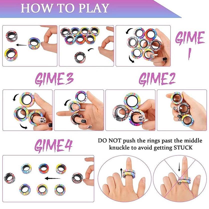 100% Aman 3Pcs Finger Fidget Spinner Ring Magnet Anti Stress / Mainan Anak Magnetic Fidget Spinner M