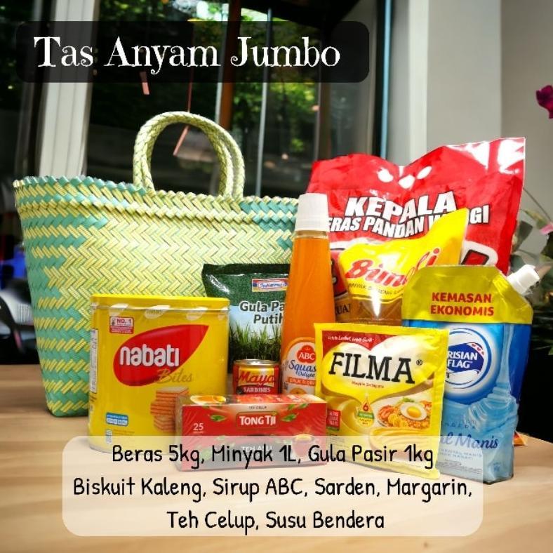 Tas Anyam Lurik Tas Keranjang Belanja Jumbo