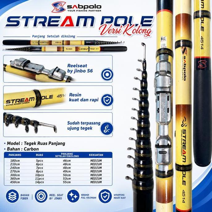 NEW TEGEK Sabpolo Stream Pole KOLONG Joran Pancing tegek