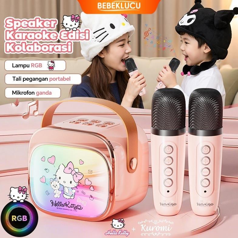 BIG PROMO BEBEKLUCU SANRIO WIRELESS BLUETOOTH MINI MIKROFON & SPEAKER ALL-IN-ONE MESIN KARAOKE
