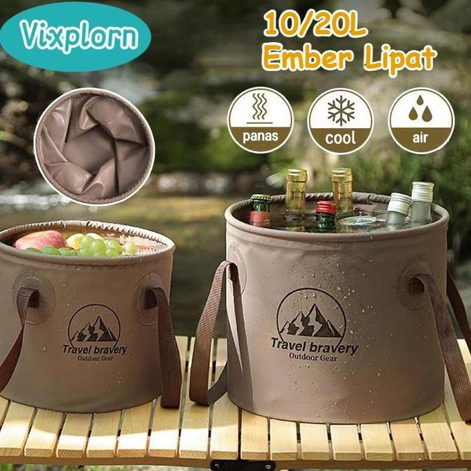 Vixplorn 10/20L Ember Lipat Camping Serbaguna Camping Ember Fishing Water Basin Portable Foldable 10