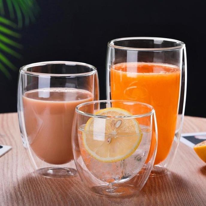 Bora- Zengelas Double Layer Double Ll Anti Panas Insulated Cup Glass Kaca Dobel Bagus Unik Tebal