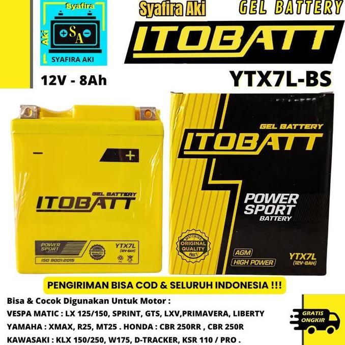 AKI VESPA SPRINT ITOBATT GEL YTX7L-BS 12V 8AH HIGH QUALITY