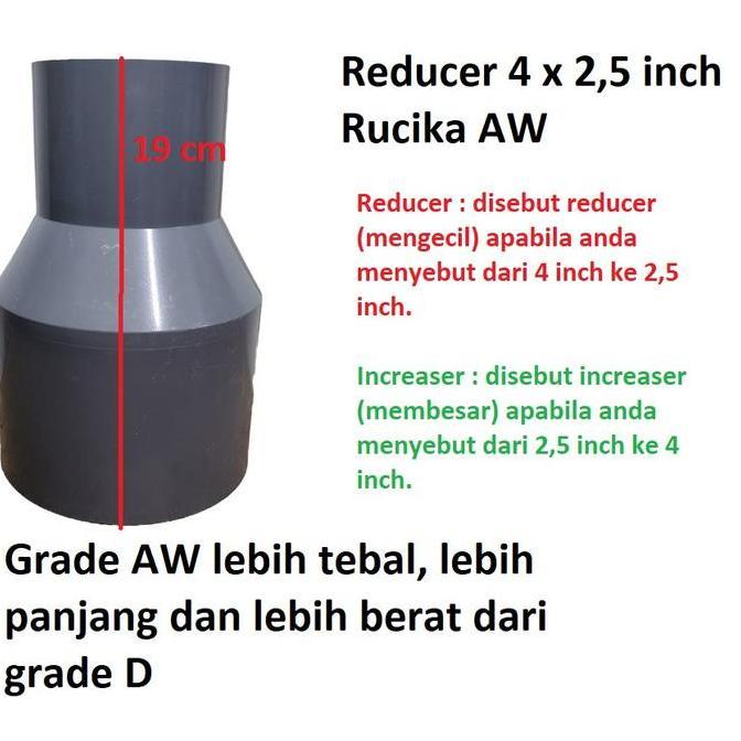 Reducer socket R Sock RUCIKA 4x2,5 AW tebal 4" inch ke 2.5" 2,5" sok sock over plug increaser plokso