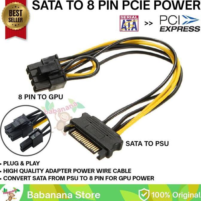 Kabel sata to 8 pin pcie konverter gpu vga mining cable adapter power