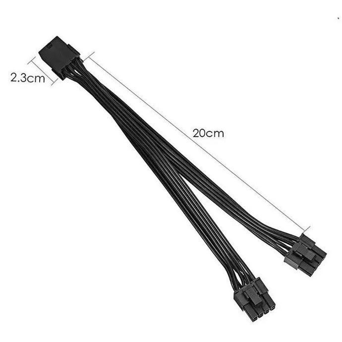 Kabel VGA 8 pin Female to dual 8 pin PCIE (6+2) Male BLACK EDITION