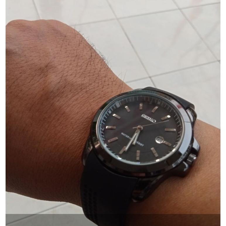 hemat jam tangan pria seiko original analog tggl aktif tali rubber karet waterproof