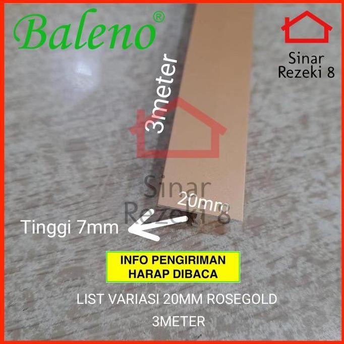 List Variasi T 20 mm Rose GOLD / Lis Aluminium Edging Penutup Celah