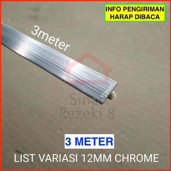 List Variasi 12 mm CH Aluminium Lis T Edging Penutup Celah Mirror