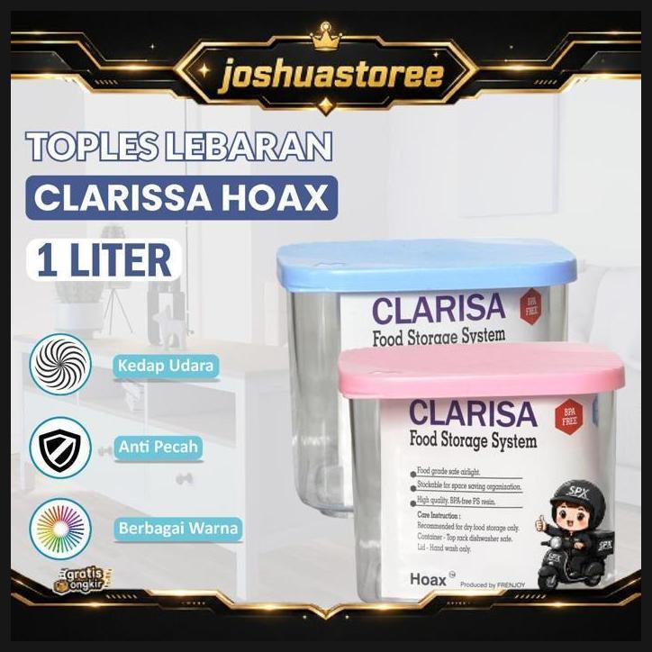 Toples Kue  Kerupuk Lebaran Plastik /Toples Serbaguna/Toples Clarissa / Frenjoy 1 Liter New Sale