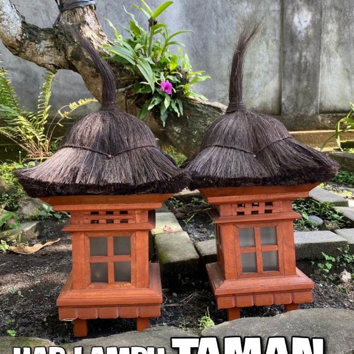 Lampu Taman Bali Model Small 15 Cm Garden Lamp Bali Lampu Motif Rumah Ijuk Lampu Gubuk Kap Lampu Mot