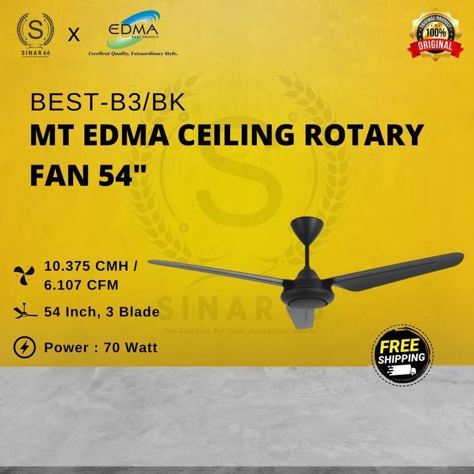 (Good) MT EDMA BEST B3 CEILING ROTARY FAN KIPAS ANGIN GANTUNG PLAFON 54" INCH